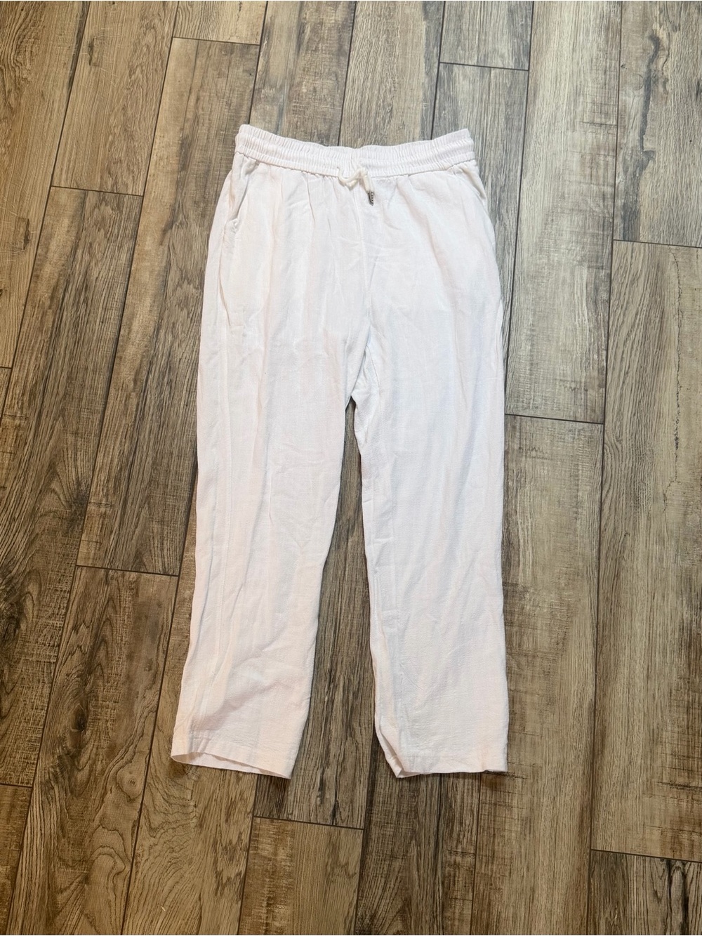 White Linen Drawstring Pants
